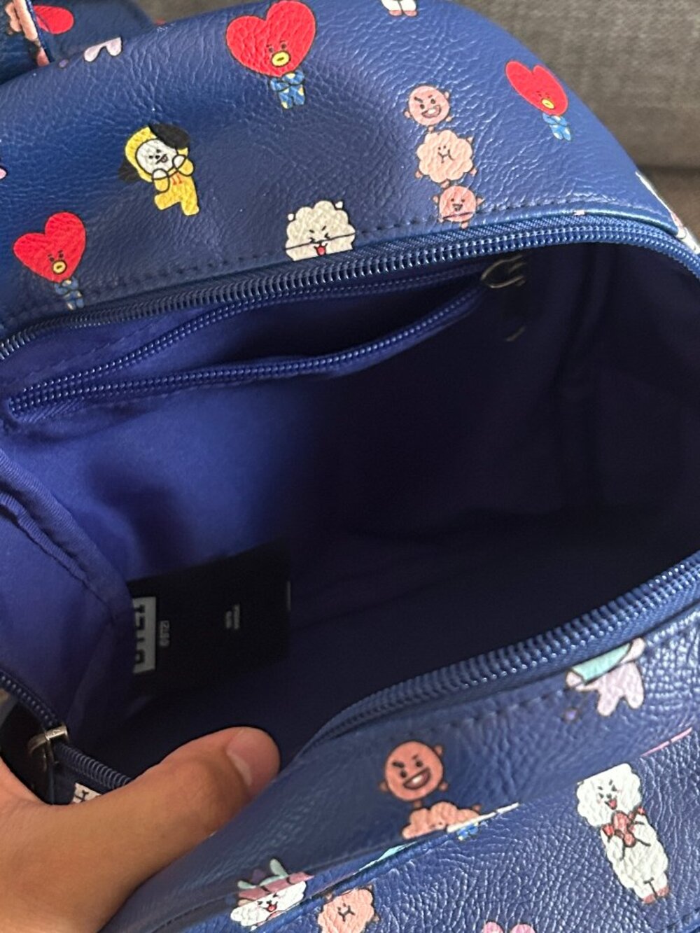 BT21 Blue Mini Backpack Faux Leather Cute Character Graphics K-Pop BTS Merch - Picture 11 of 14